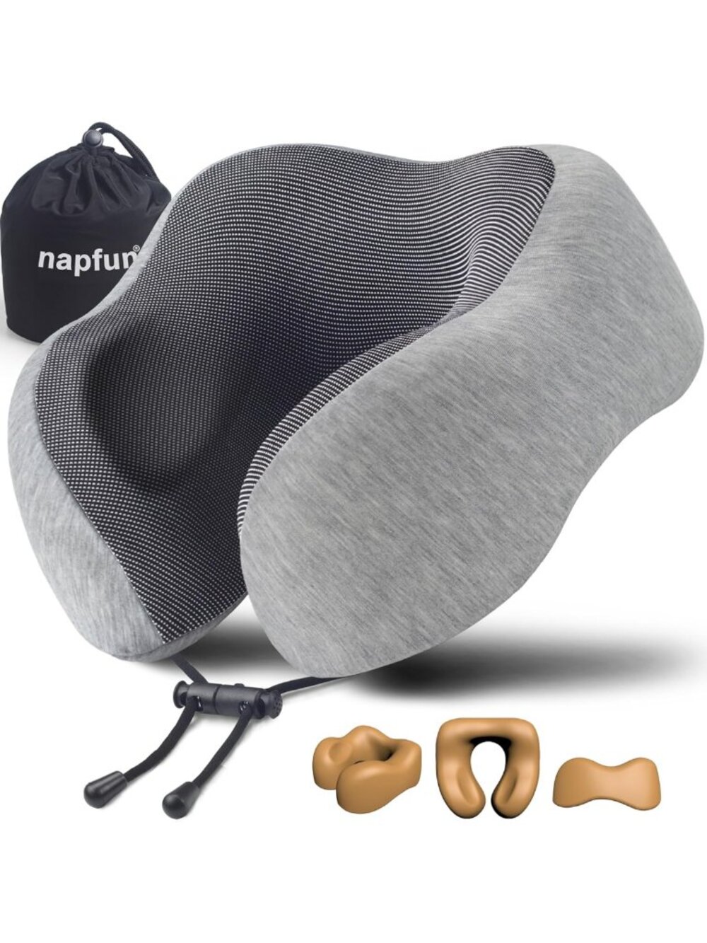 Upgraded Travel Neck Pillow - 100% Pure Memory Foam, Portable Airplane Headrest